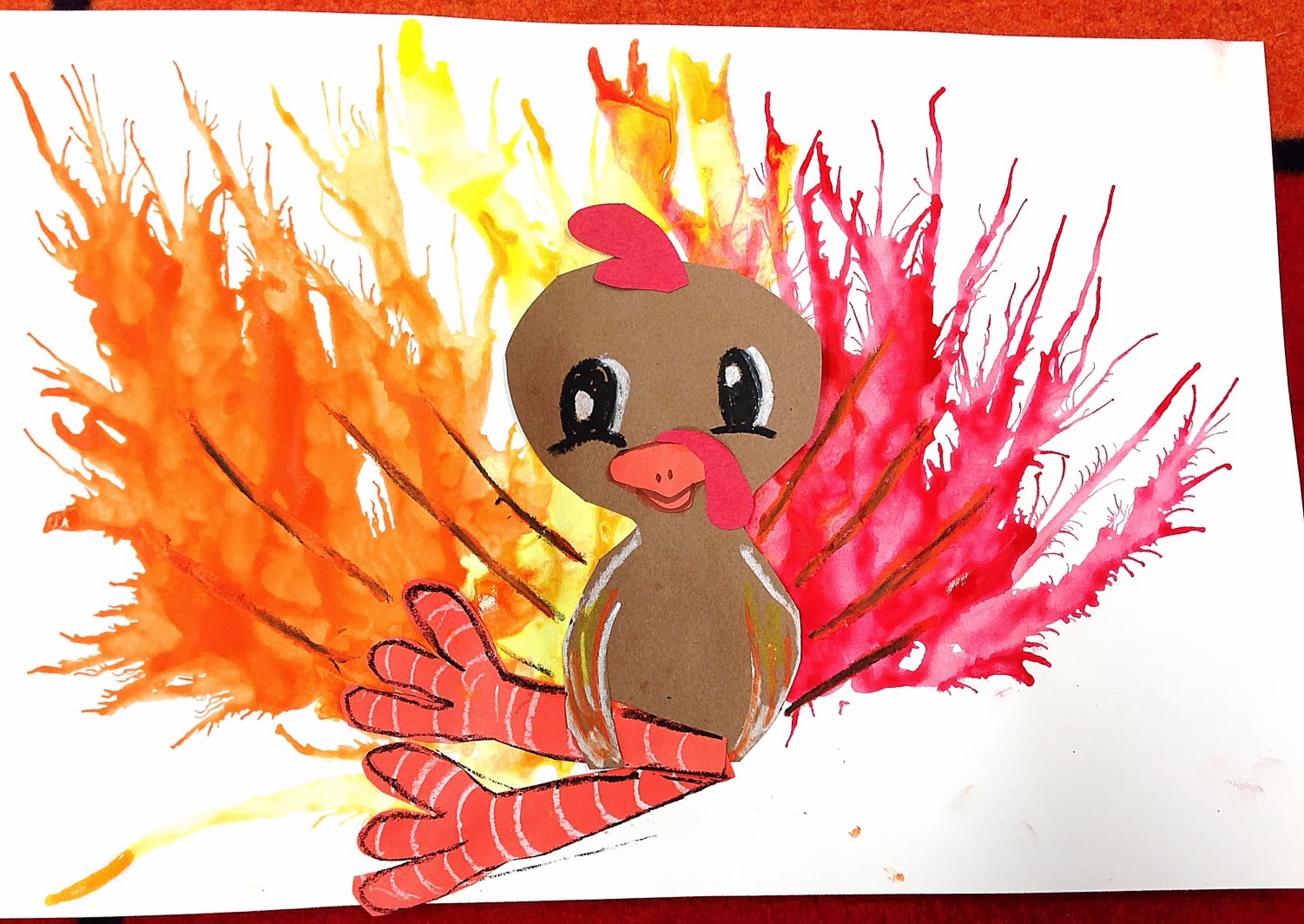 smART Class Blow Paint Turkeys 2nd and 3rd Grade