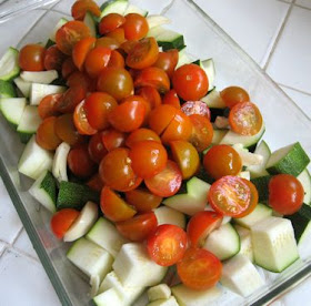 roasting sungold tomatoes and zucchini