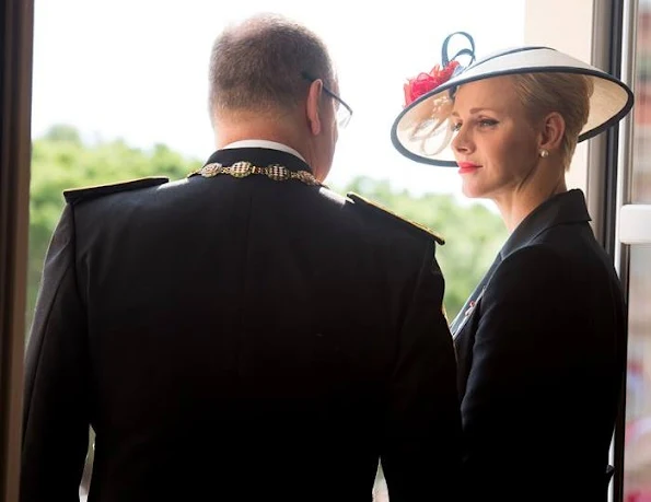 Princess Charlene, Beatrice Borromeo, Princess Charlene, Princess Gabriella and Prince Jacques Armani Junior dress