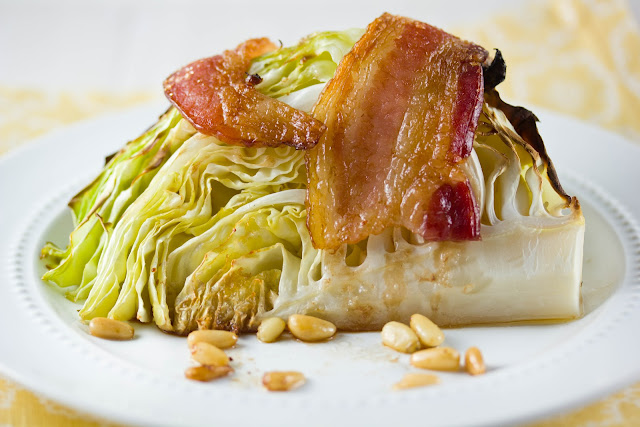 Roasted Cabbage with Bacon - azestybite.com