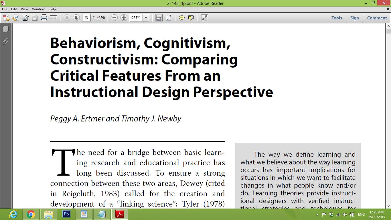This article is wrote by Peggy A. Ertmer and Timothy J. Newby