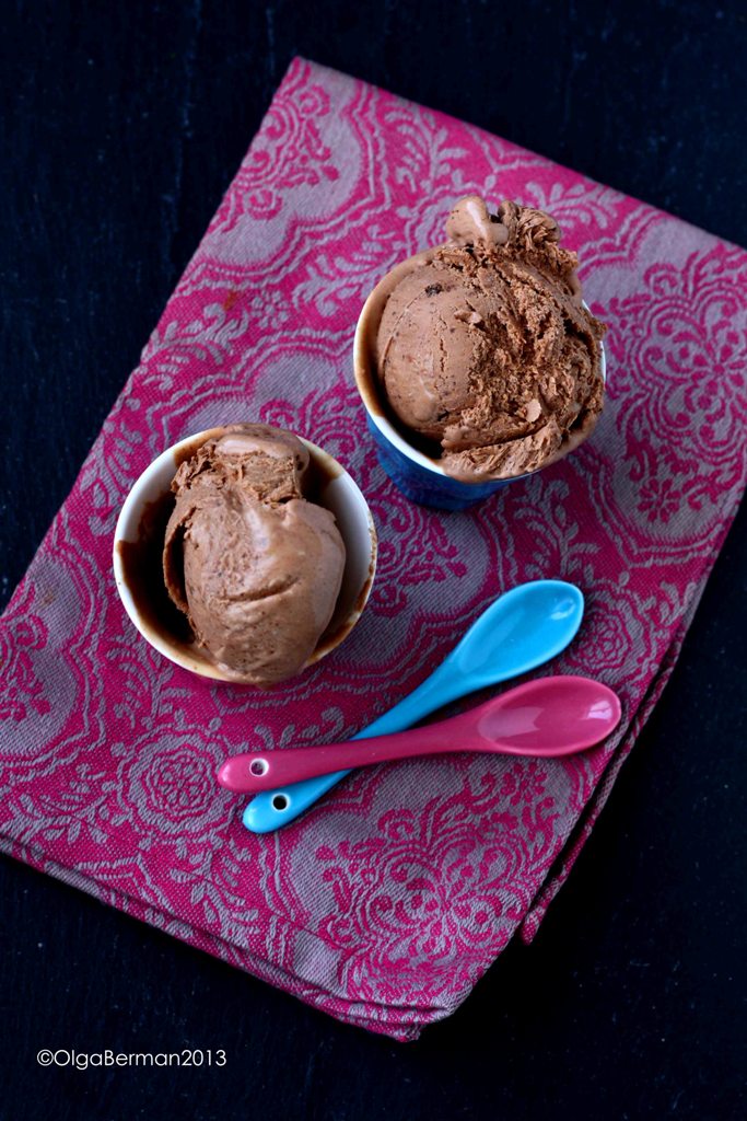 Mango & Tomato Chocolate Ice Cream with Pomegranate Molasses, Dark Chocolate and Chocolate