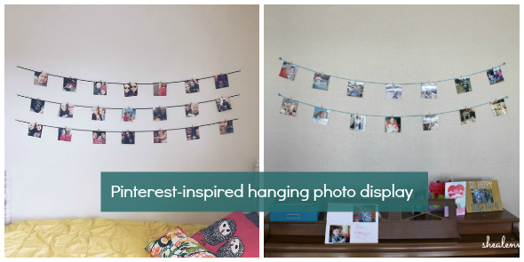 hanging photo display inspired by Pinterest