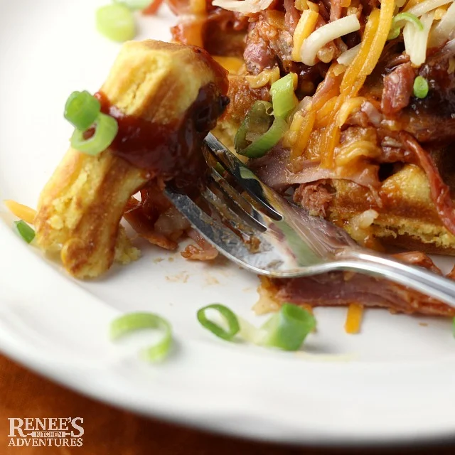 Cornbread Waffles with Pulled Pork