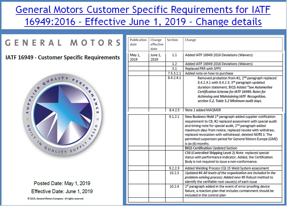 Qualityforeveryone General Motors (GM) customer specific
