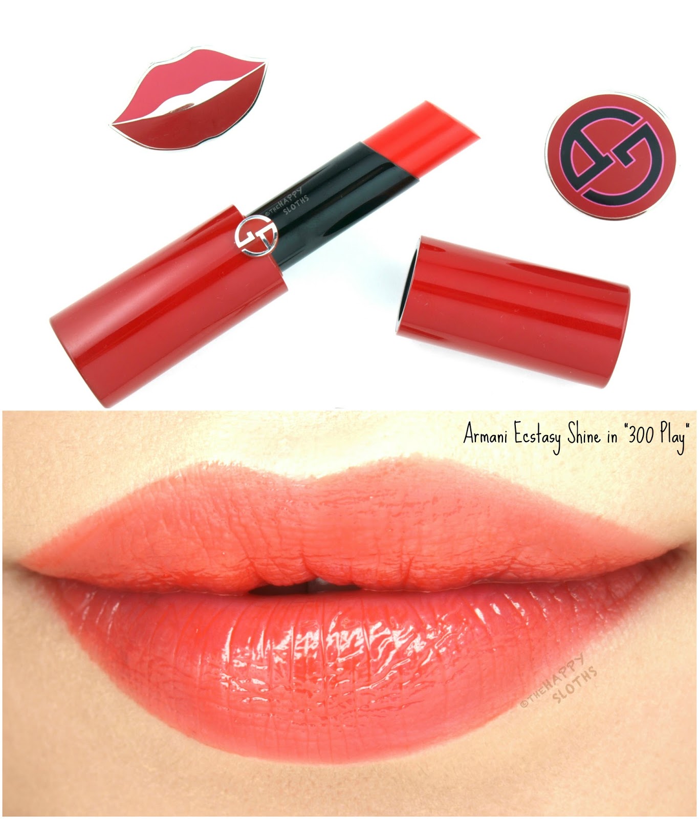 Giorgio Armani Beauty Ecstasy Shine Lipstick in "300 Play": Review and Swatches