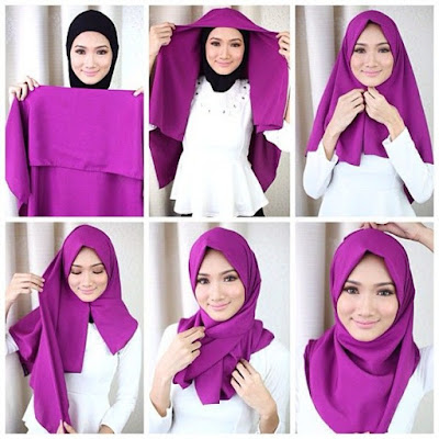 Tutorial jilbab segi empat sederhana Tutorial jilbab segi empat sederhana