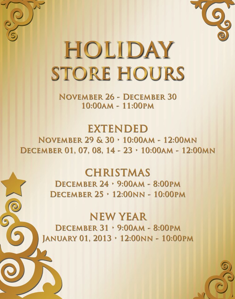 Manila Shopper: Holiday 2012 Mall (& Theme Parks) Schedule
