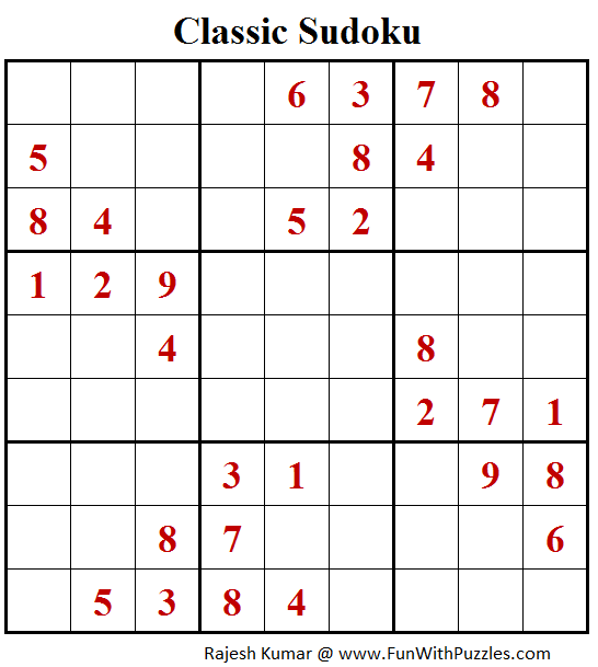 Classic Sudoku Puzzles (Puzzles for Teens #208)