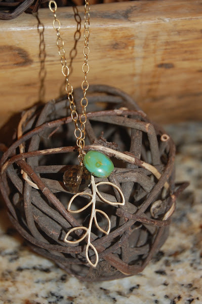 Gold Branch Necklace With Turquoise