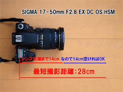 Canon EOS 9000DとSIGMA 17-50mm F2.8 EX DC OS HSMの最短撮影距離 Canon EOS 9000DとSIGMA 17-50mm F2.8 EX DC OS HSMの最短撮影距離