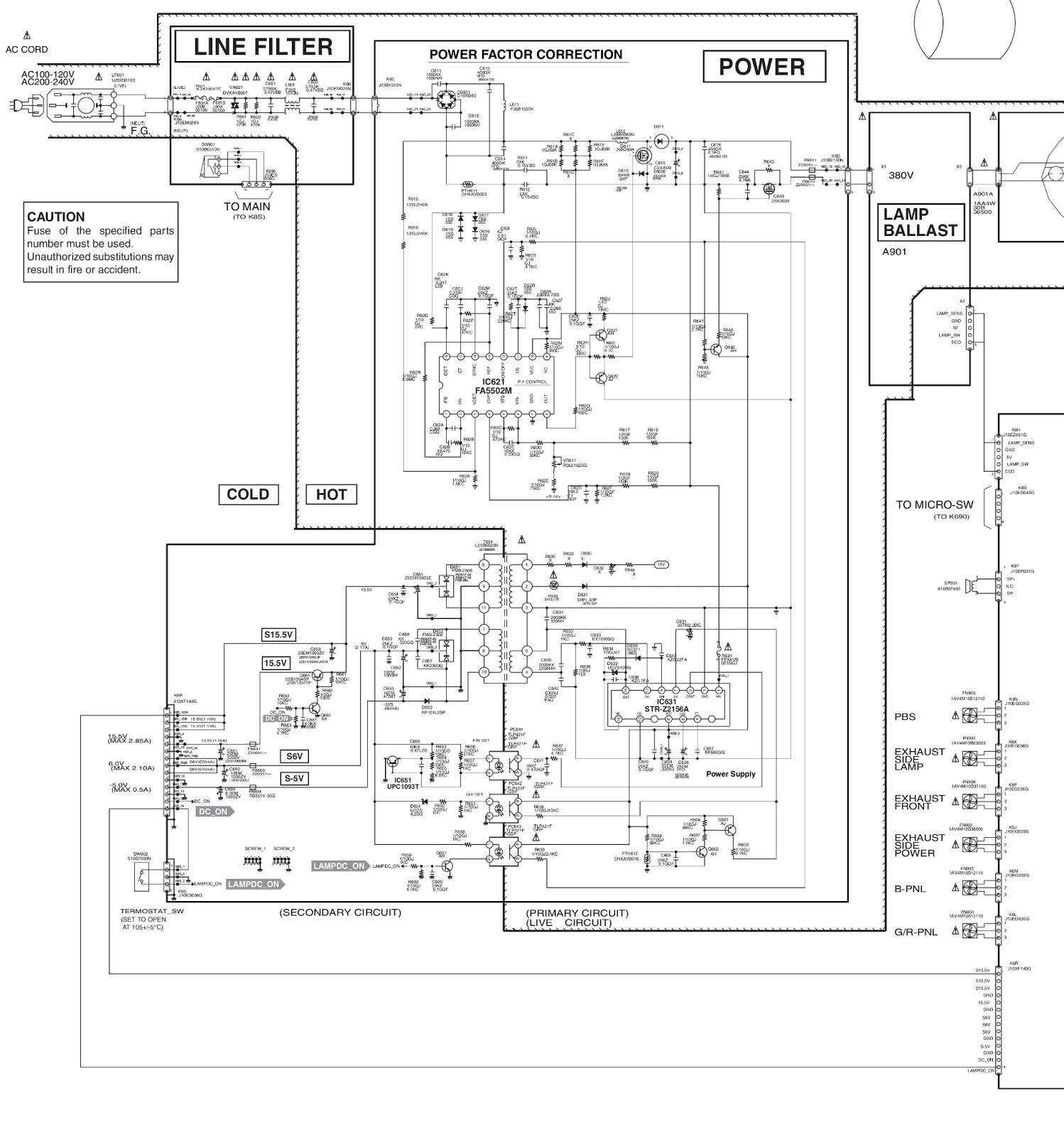 Electro help: SANYO PLC XU87 PROJECTOR - POWER SUPPLY - SCHEMATIC DIAGRAM