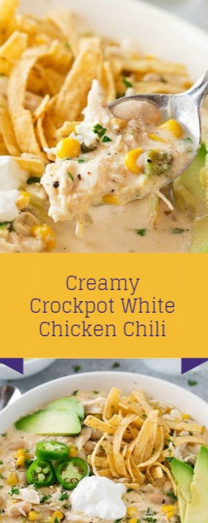 Creamy Crockpot White Chicken Chili - Selfia Kitchen