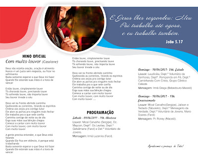 Color7 Produções: Panfleto Dobrável - Programação de Evento de Igreja