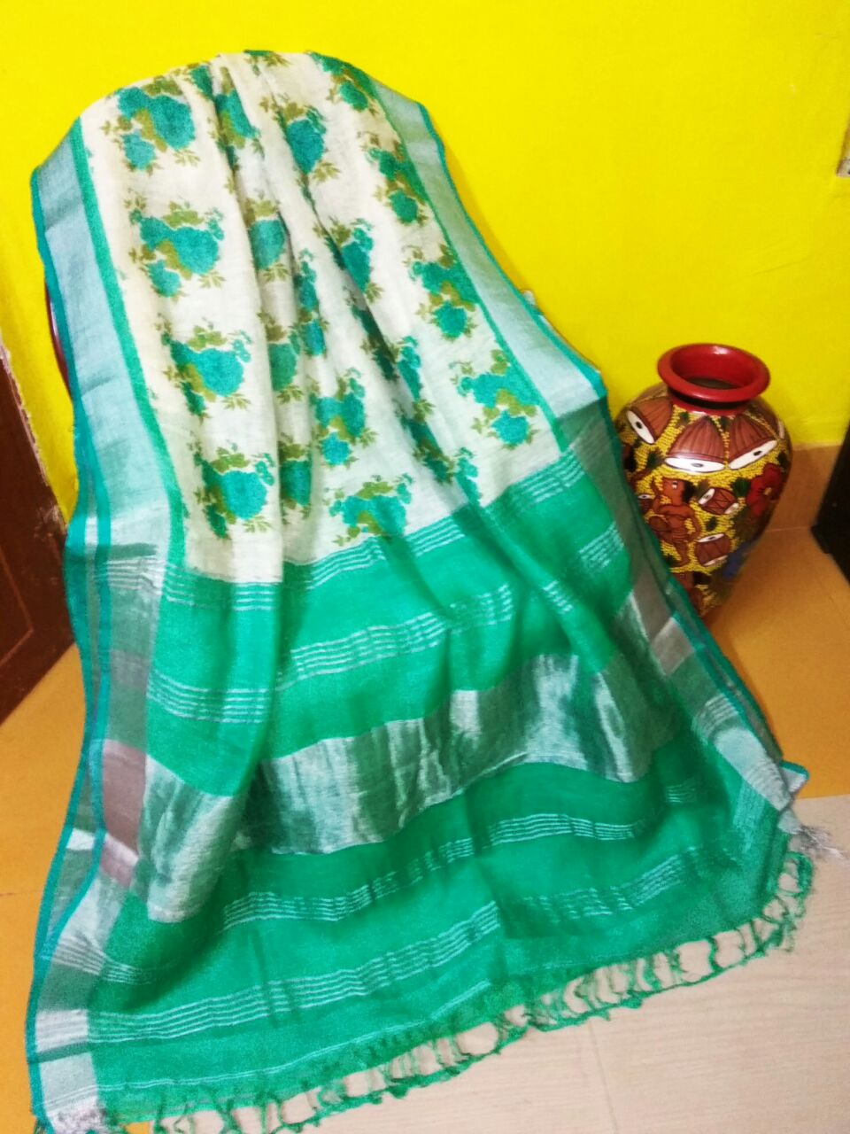 Linen by linen screen print sarees