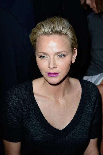 Princess Charlene attended Louis Vuitton show as part of the Paris Fashion Week Womenswear Spring/Summer 2014 at Le Carre du Louvre in Paris