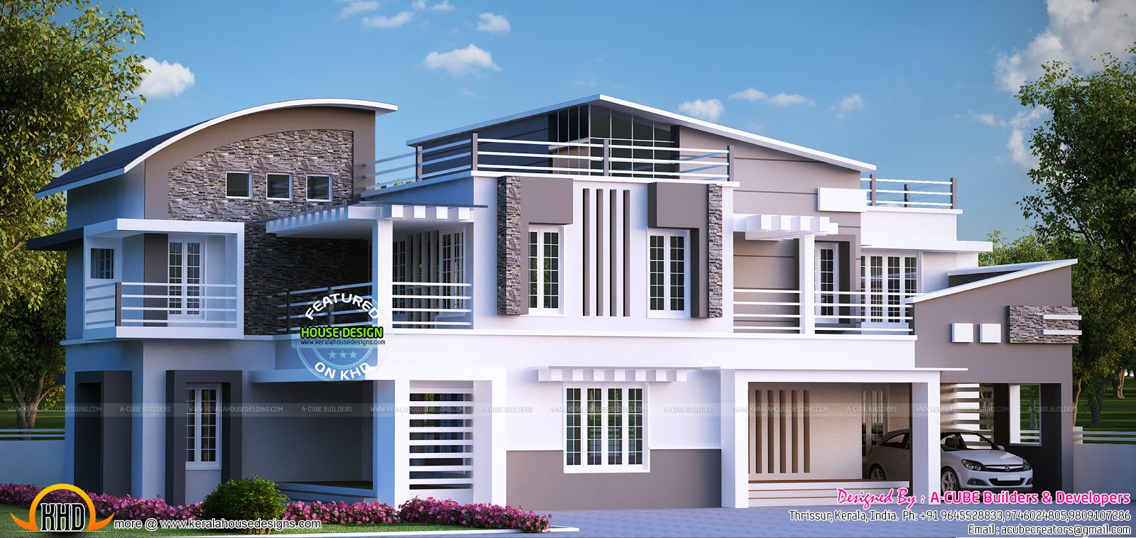 Mix roof luxurious house architecture Kerala Home Design and Floor Plans 9K+ Dream Houses
