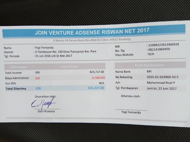 Kerjasama JV AdSense Terpercaya Bersama Riswan.net