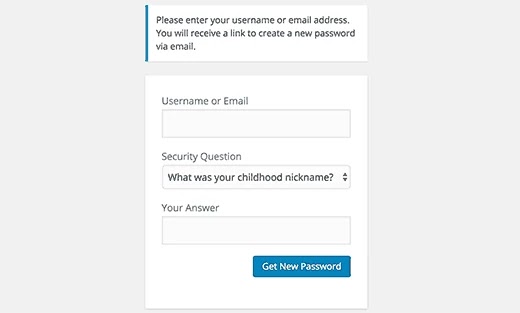 Security Questions to WordPress Login Screen