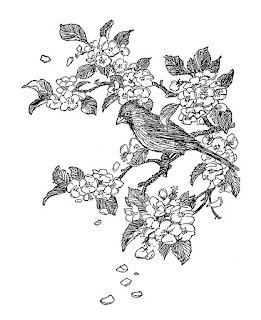 digital bird clip art bird cardinal tree illustration download image