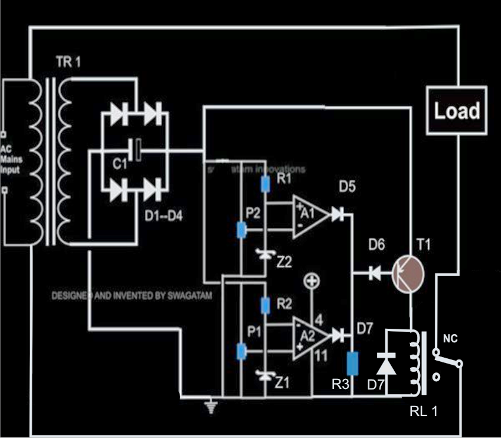 Simple Mains High and Low Voltage Protector Circuit, Using IC 741