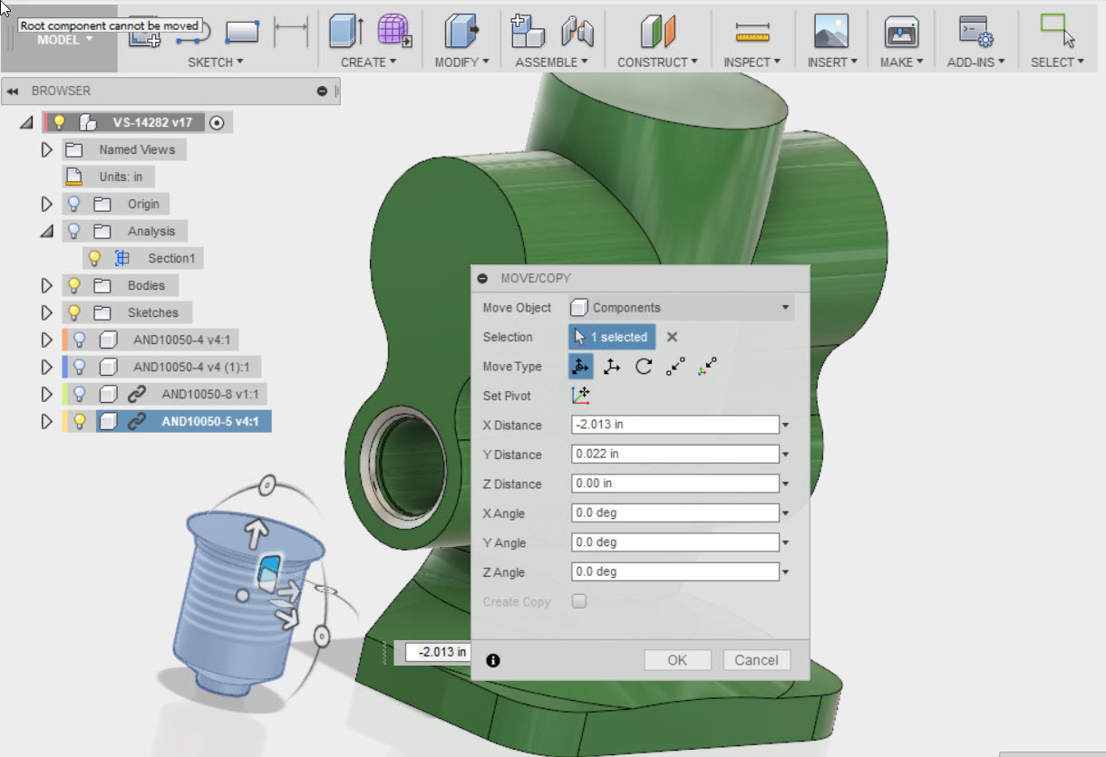 Inserting and moving the solid