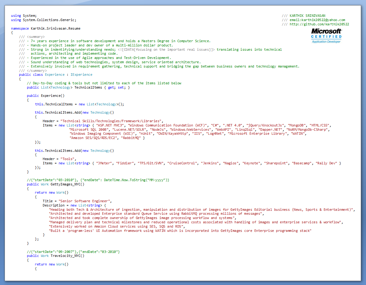 karthik s evolution of my resume karthik srinivasan karthik s evolution of my resume karthik srinivasan