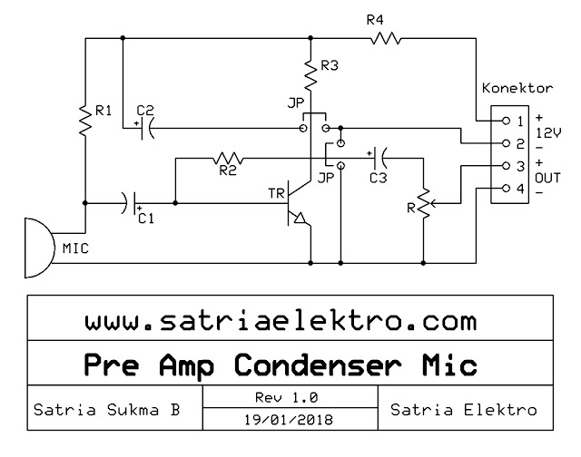 Skema Pre Amplifier Microphone Kondenser dan Dinamik Satria Elektro