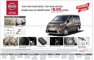 Nissan Evalia December 2015 Magic | Biggest offer/discount of the year