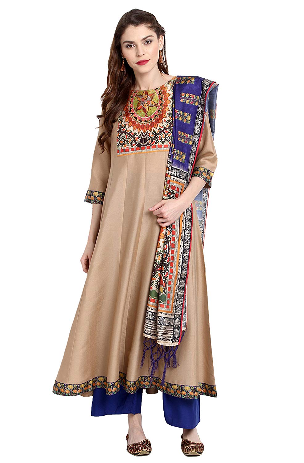 Janasya Women's Poly Silk Anarkali Kurta with Dupatta