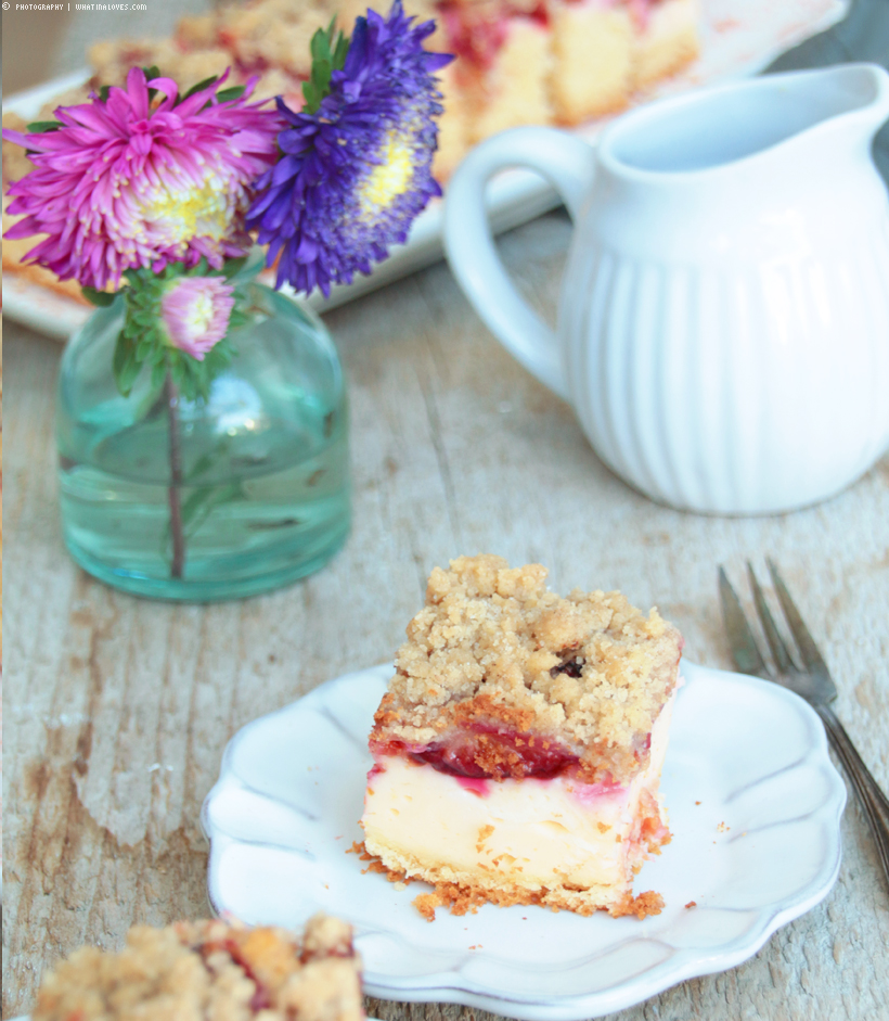 Herbstlicher Pflaumenkuchen mit Puddingcreme und Zimtstreuseln ...