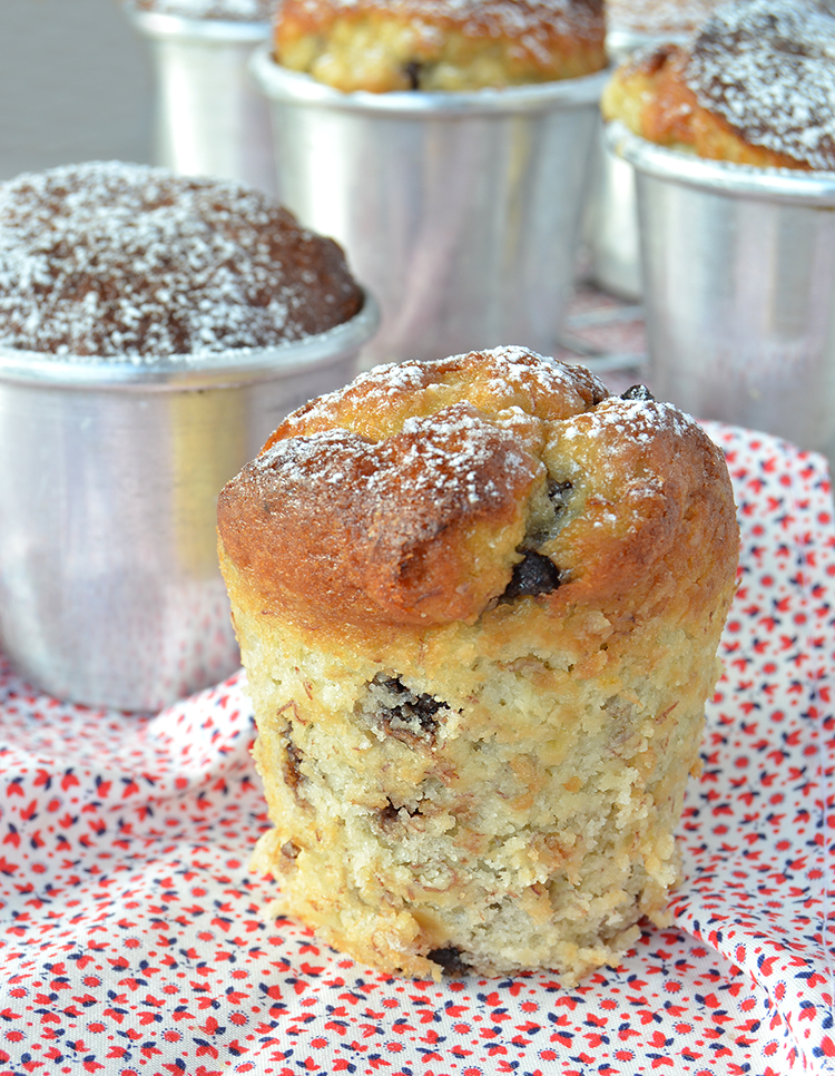 Muffins de banana con chips de chocolate / Recetas dulces, fáciles y