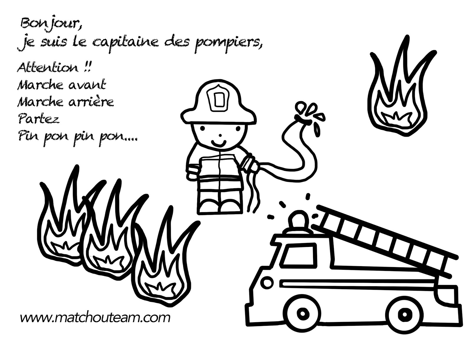 comptine illustrée capitaine des pompiers