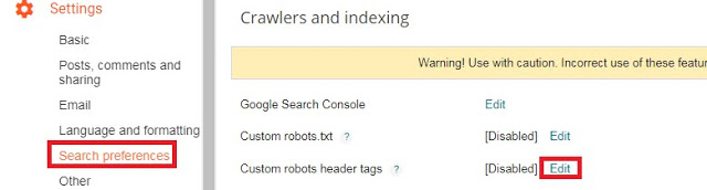 Custom Robots Header Tags Settings For Blogger - Techraazz Custom Robots Header Tags