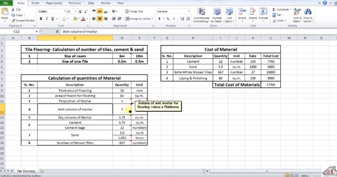 Tile Flooring Estimating Number Of Tiles For A Room Cement Sand Tile Flooring Estimating Number Of Tiles For A Room Cement Sand In Excel Construction Civil Engineering