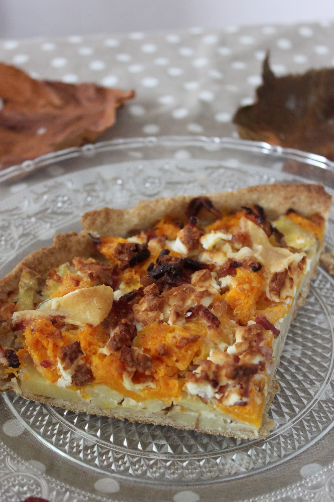 Tarte à la courge butternut, lardons et feta