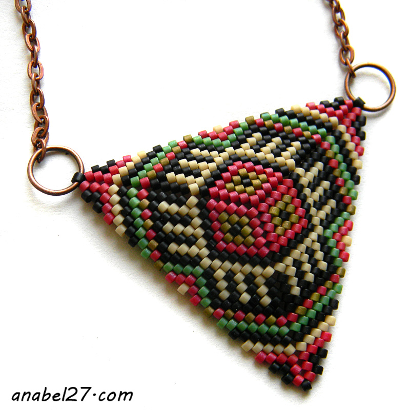 Peyote triangle pendant necklace beadwork jewelry