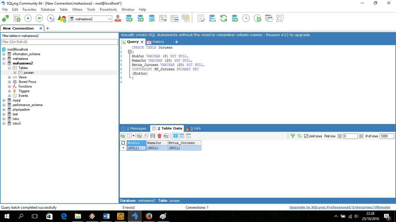 Pembuatan dan Pemeliharaan Tabel - SQLyog Modul1 - Detivity