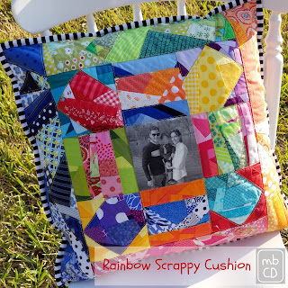 Rainbow Scrappy Cushion by www.madebyChrissieD.com Rainbow Scrappy Cushion by www.madebyChrissieD.com