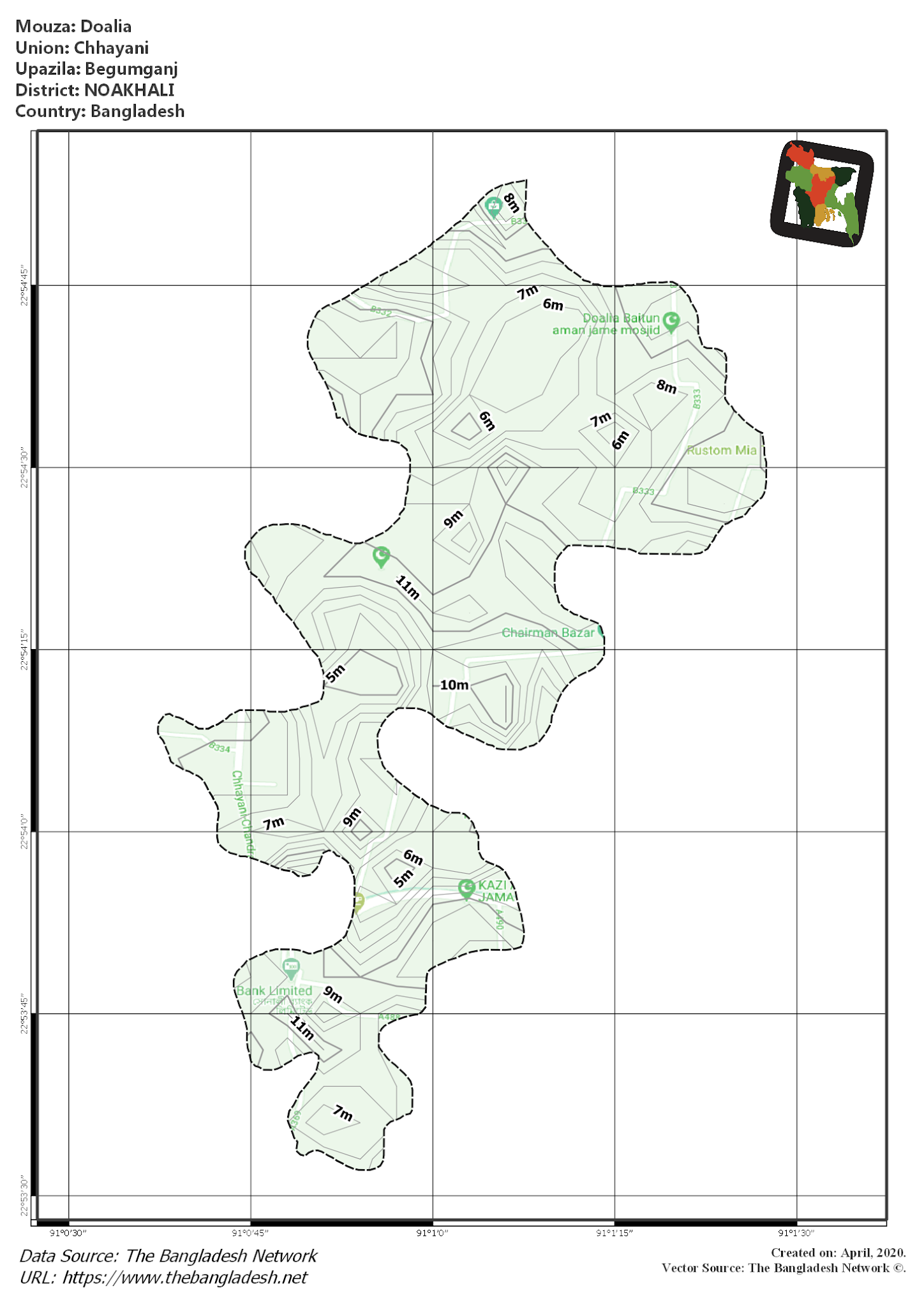Map of Doalia Mouza of Begumganj Upazila, NOAKHALI Map of Doalia Mouza of Begumganj Upazila, NOAKHALI, Bangladesh.