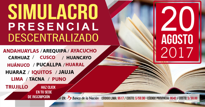 Resultados Simulacro San Marcos 2018-1 UNMSM (20 Agosto) Simulacro Presencial de Examen de Admisión Universidad Nacional Mayor de San Marcos - www.unmsm.edu.pe Resultados Simulacro San Marcos 2018-1 UNMSM (20 Agosto) Simulacro Presencial de Examen de Admisión Universidad Nacional Mayor de San Marcos - www.unmsm.edu.pe