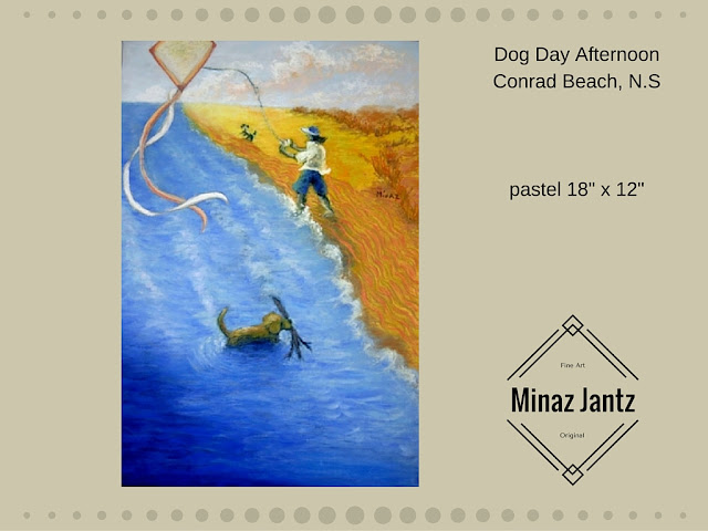 'Dog Day Afternoon', pastel by Minaz Jantz Inspired by walking on Conrad Beach, Nova Scotia 'Dog Day Afternoon', pastel by Minaz Jantz Inspired by walking on Conrad Beach, Nova Scotia