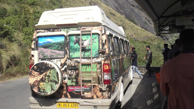 forest department buses in eravikulam national park for travelers, munnar, kerala, india