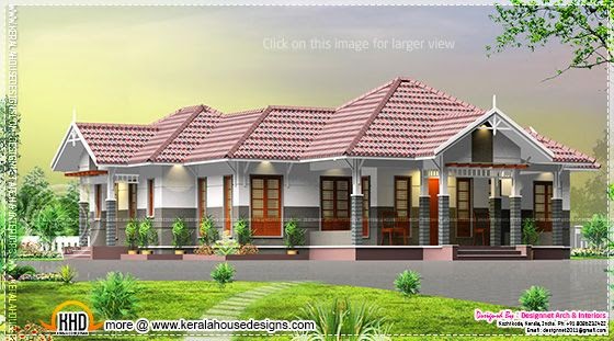 Sloping roof single storied home