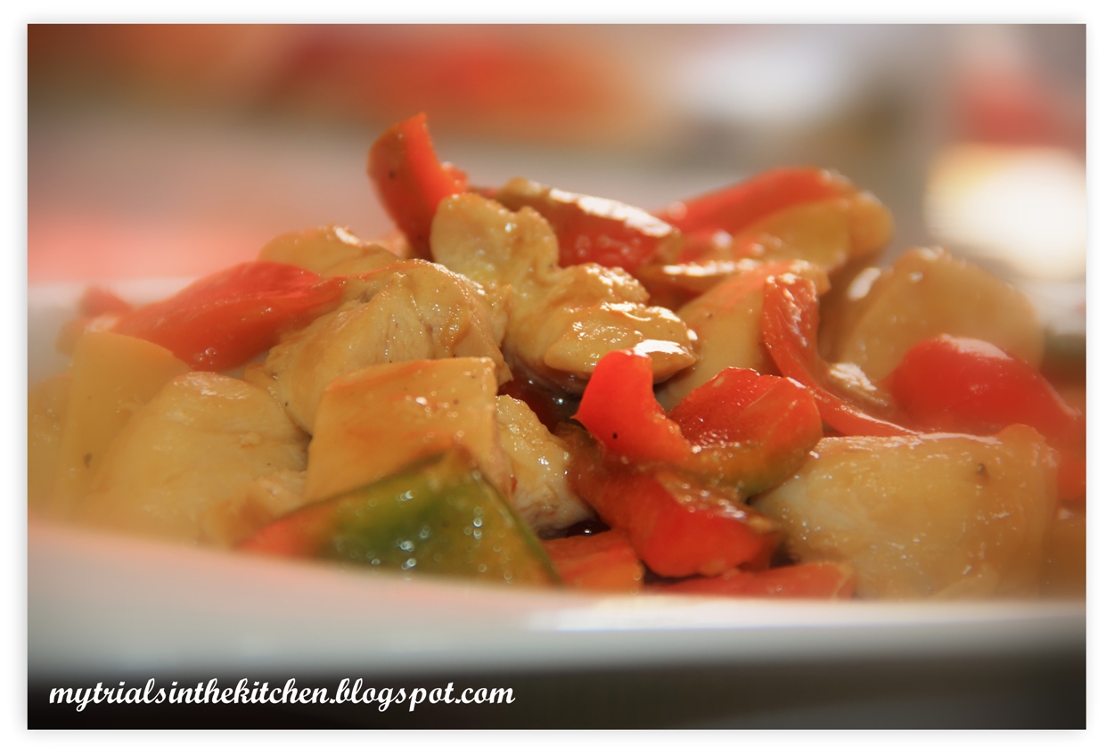 My Trials in the Kitchen Stir Fried Smooth Chicken Cubes with Peppers