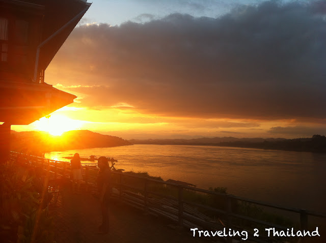 Sunset over the Mekong River at Chiang Khan, Thailand Traveling in North-East Thailand