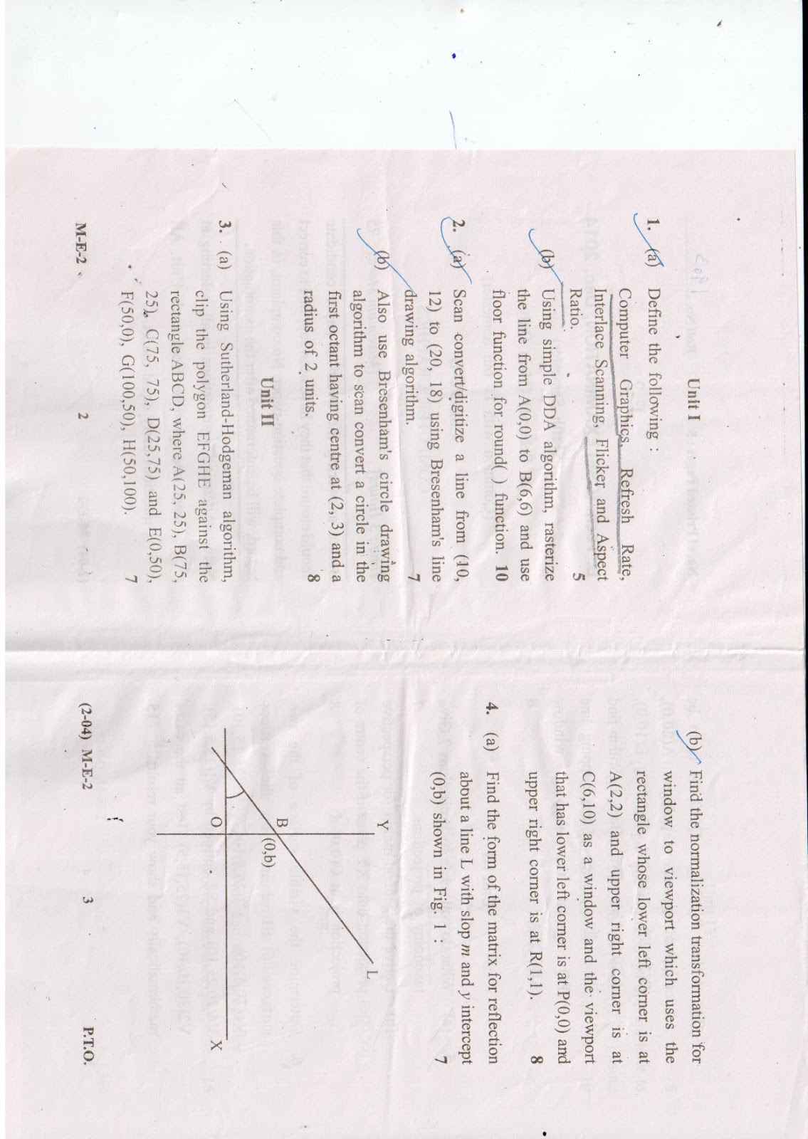 Computer Graphics Question Paper CSE303B B.Tech CSE