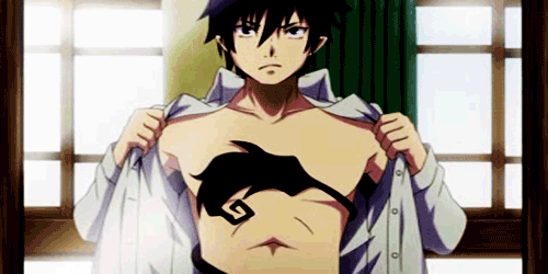 Rin Okumura and his tail Rin Okumura and his tail, shirtless, hottest anime guys, Ao no Exorcist, Blue Exorcist