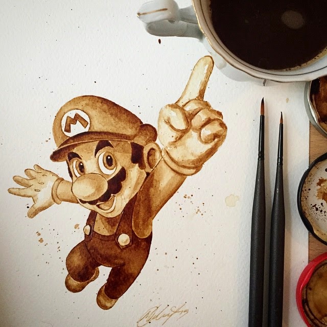 14-Super-Mario-Maria-A-Aristidou-Pop-Culture-Painted-with-Coffee-www-designstack-co