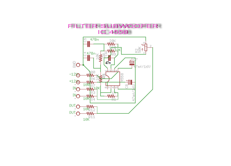 Baru Pcb Filter Subwoofer Ic 4558, Skema Pcb